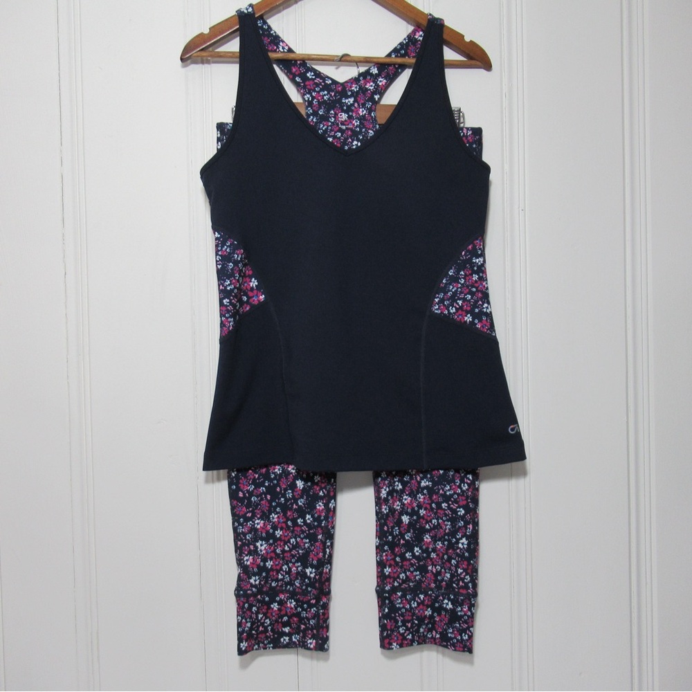 GAP Fit Floral Athletic Tank Top and Leggings Set Size Large and Medium